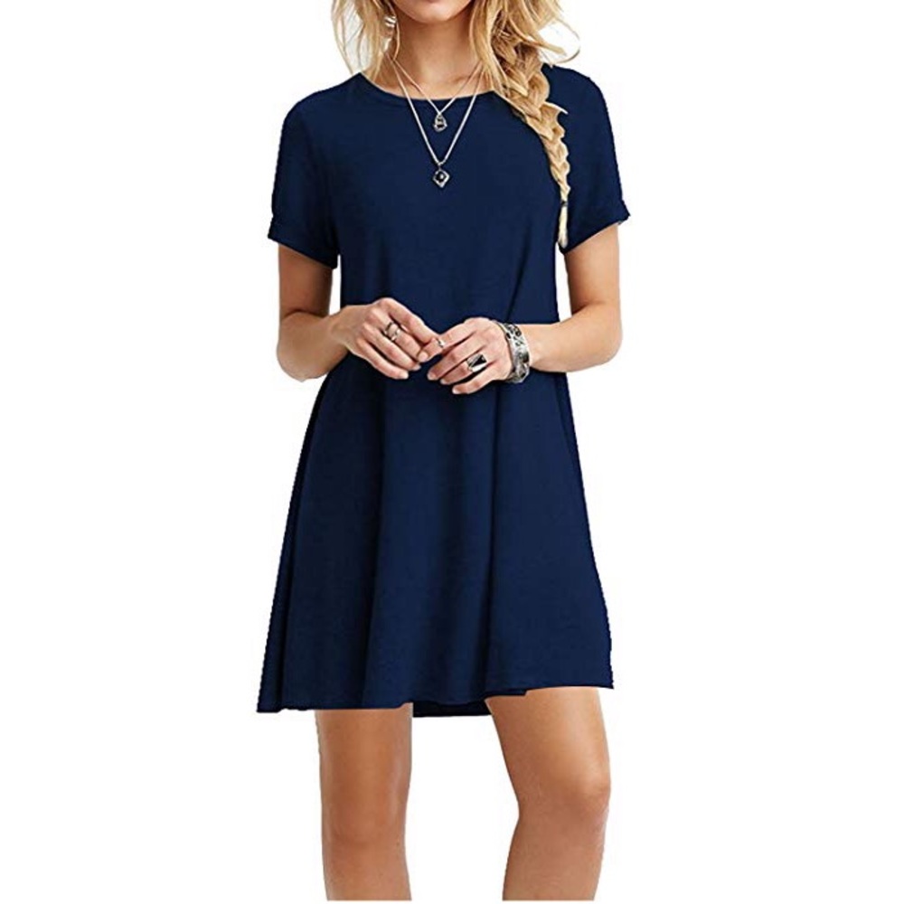 Simple Navy Blue Teeshirt Dress